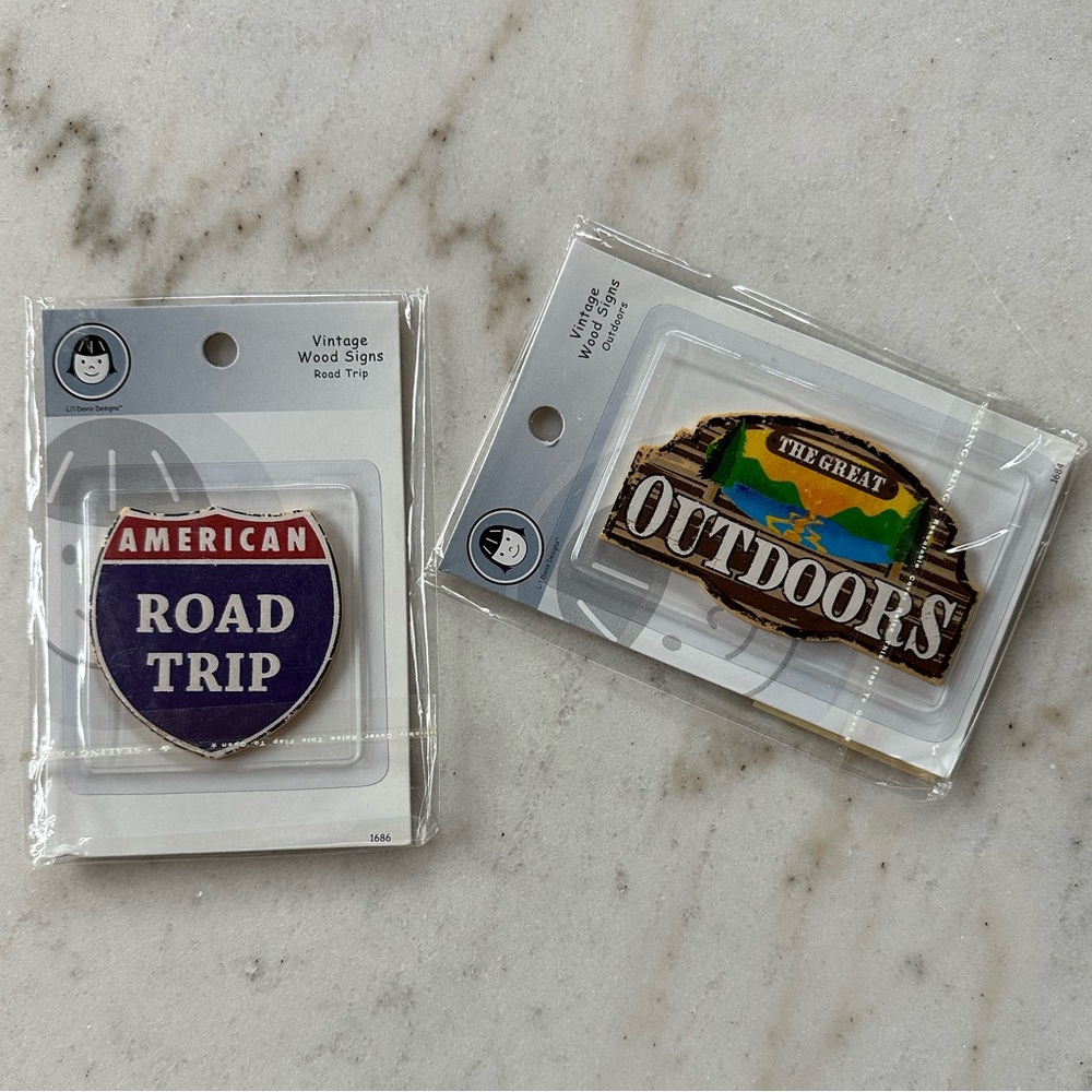 Li’l Davis Designs Vintage Road Trip and Outdoors Wood Scrapbooking Signs
